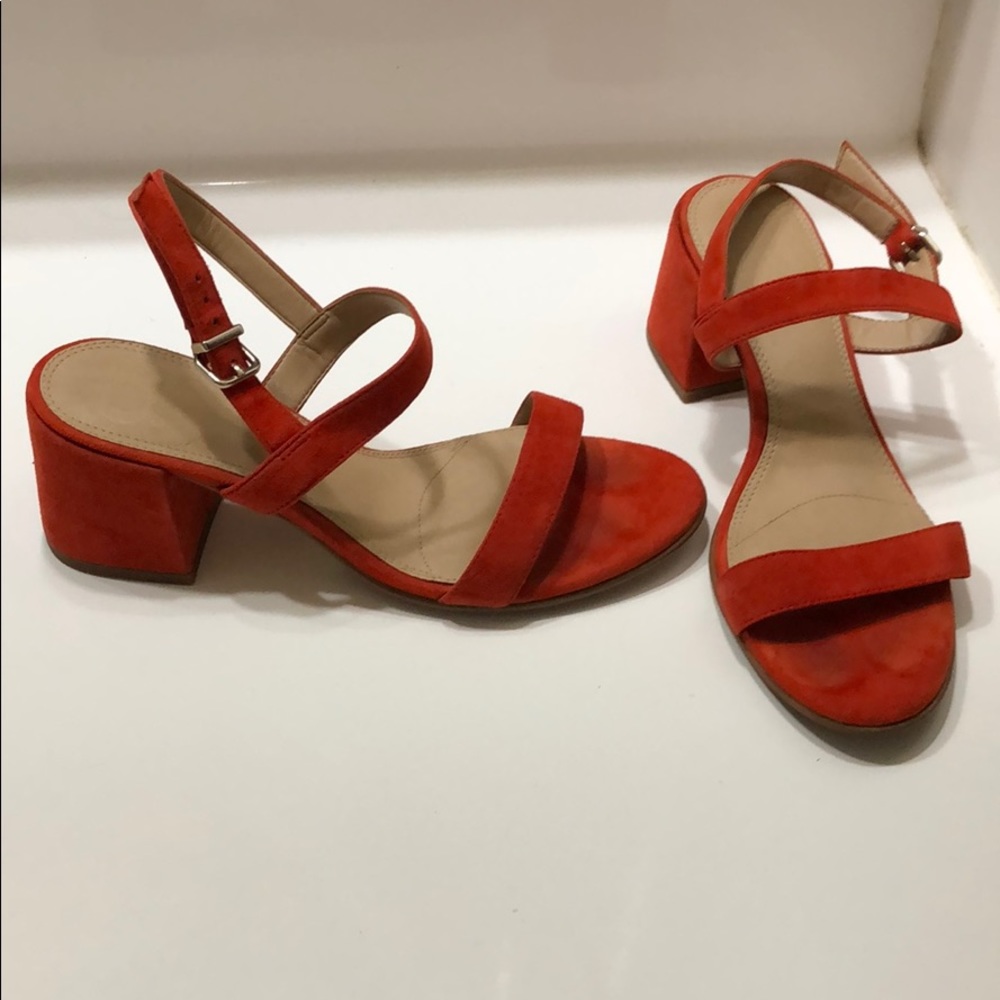 Red/orange strappy heels
